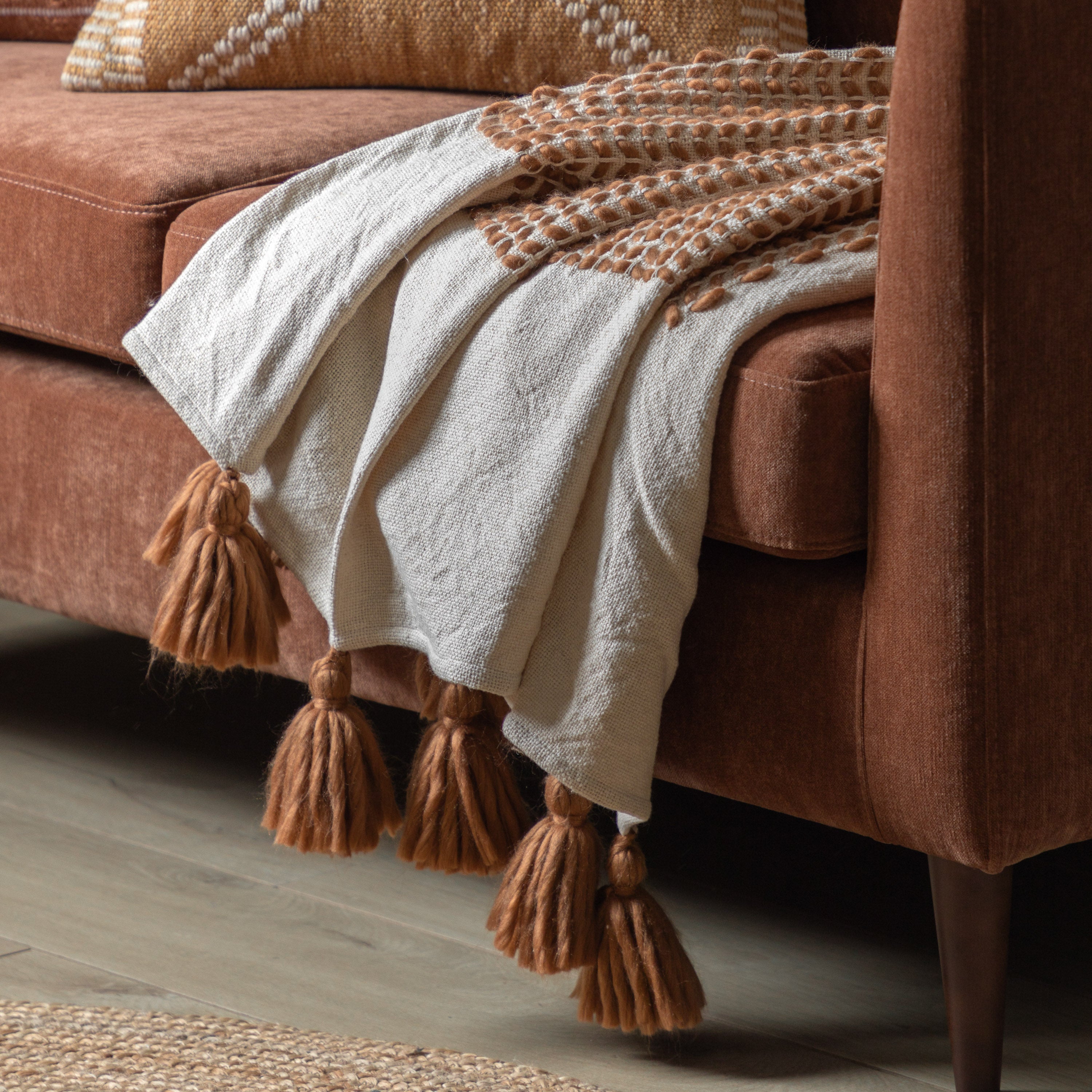 Lenoir Natural & Rust Woven Throw